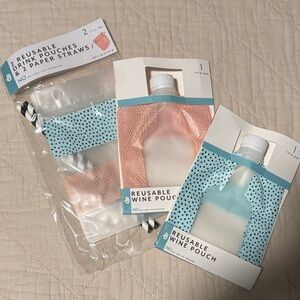 Reusable Wine Pouches with Straws